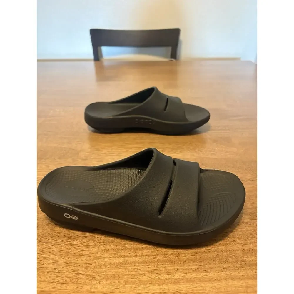 OOFOS Ooahh Recovery Slide Sandals Black Men’s Size 8 Comfort Slip-On